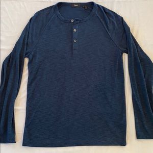 Theory Henley Sweater in Blue Heather Grey - Small
